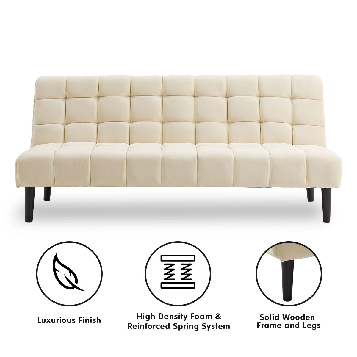 Sarantino Faux Suede Fabric Sofa Bed Furniture Lounge Seat Beige - 0