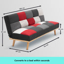 Sarantino 3 Seater Modular Linen Fabric Wood Sofa Bed Couch - Multi-colour-8