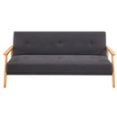 Sarantino 3 Seater Linen Fabric Wood Sofa Bed Lounge Couch Dark Grey-1
