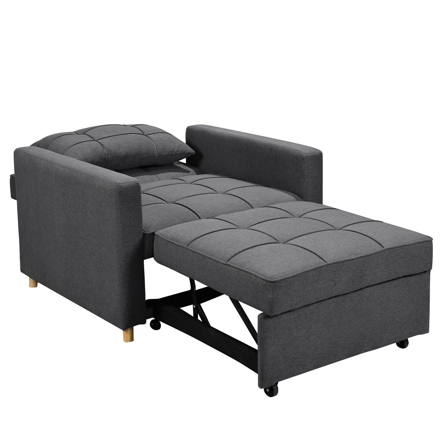 Sarantino Suri 3-in-1 Convertible Lounge Chair Bed - Dark Grey - 0