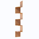 Sarantino 5 Tier Corner Wall Shelf Display Shelves Dvd Book Storag Rack Floating Mounted - Beech-1