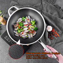 32cm 304 Stainless Steel Non-Stick Stir Fry Cooking Kitchen Honeycomb Wok Pan with Lid-3