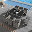 Bali 11 Piece Outdoor Dining Set-Grey-2