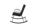 Rocking Chair High Back Rocker Chairs Steel Metal Textilene Fabric-Black-6