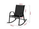Rocking Chair High Back Rocker Chairs Steel Metal Textilene Fabric-Black-7