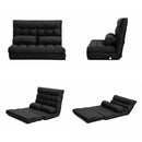 Lounge Couch Sofa Bed Double Seat Leather GEMINI BLACK-4