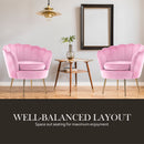 Armchair Lounge Chair Accent Velvet Shell Scallop + Round Ottoman Footstool PINK-11