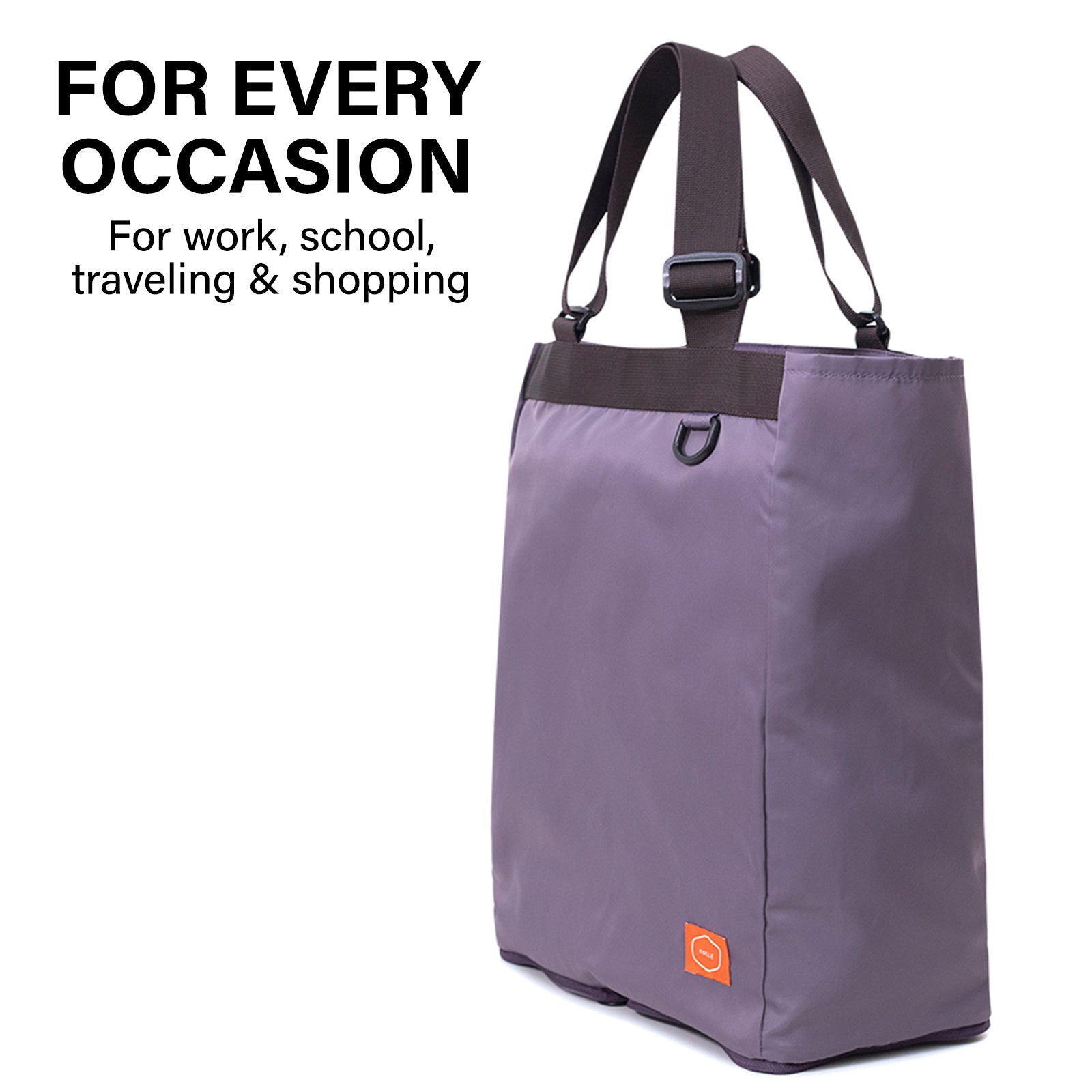 Shopper Bag Tote Bag Foldable Travel Laptop Grocery Nylon KO-SHOULDER PURPLE