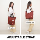 Shopper Bag Tote Bag Foldable Travel Laptop Grocery Nylon KO-SHOULDER WINE-4