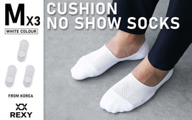 3X Rexy Cushion No Show Ankle Socks Medium Non-Slip Breathable WHITE - 0