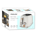 PHILEX 2-Slice Electric Toaster Bread Reheat Defrost Retro Retro IVORY-3