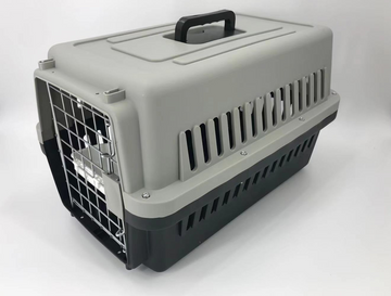 Medium Dog Cat Crate Pet Carrier Airline Cage With Bowl & Tray-Black - 0