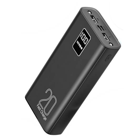 KIVEE PT23 20000mAh Power Bank with Digital Display Black