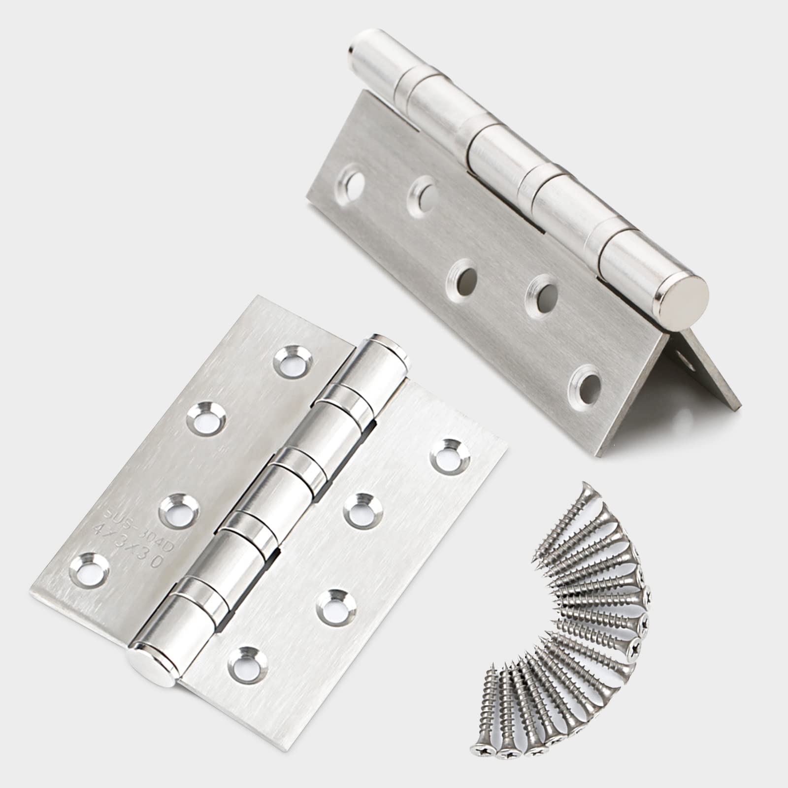 304 Flat Pin Hinge Spring 2Pack 100mm Folding Butt Door Cabinet Hinges Folding Furniture Hardware - 0