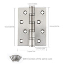 304 Flat Pin Hinge Spring 2Pack 100mm Folding Butt Door Cabinet Hinges Folding Furniture Hardware-6