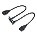 2PCS 20cm SuperSpeed USB 3.0 Male to Female Extension Data Cable Up and Down Angle-1