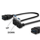 2PCS 20cm SuperSpeed USB 3.0 Male to Female Extension Data Cable Up and Down Angle-2