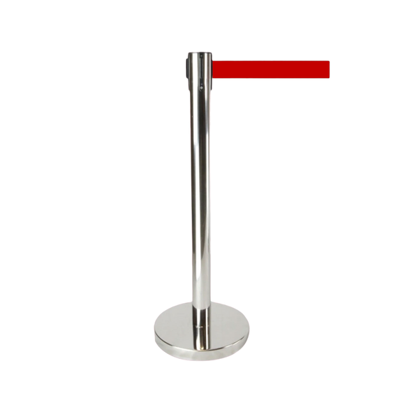 Retractable Queue Crowd Control Barriers | Silver Pole Red Belt