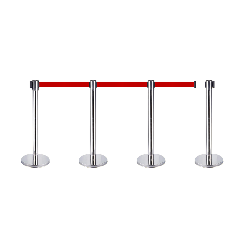 Retractable Queue Crowd Control Barriers | Silver Pole Red Belt