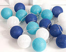 1 Set of 20 LED Blue 5cm Cotton Ball Battery Powered String Lights Christmas Gift Home Wedding Party Boys Bedroom Decoration Indoor Table Centrepiece-1