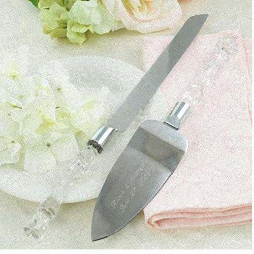 Cutting Cake Knife and Silver Blade Cake Server Set Wedding Anniversary Engagement Birthday Party Gift Boxed - 0