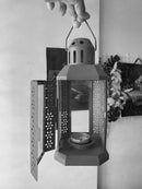 5 Pack of Dark Grey Metal Miners Lantern Summer Wedding Home Party Room Balconey Deck Decoration 21cm Tealight Candle-5