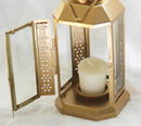 5 Pack of Gold Metal Miners Lantern Summer Xmas Wedding Home Party Room Balconey Deck Decoration 21cm Tealight Candle-6