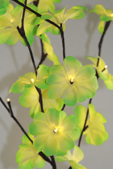 1 Set of 50cm H 20 LED Green Frangipani Tree Branch Stem Fairy Light Wedding Event Party Function Table Vase Centrepiece Tropical Decoration - 0