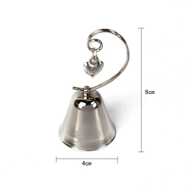 10 Pack of Silver Wedding Kissing Bell Name Card Stand Holder with Heart in Ring Bomboniere Favour Gift - 0