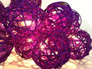 1 Set of 20 LED Cassis Purple 5cm Rattan Cane Ball Battery Powered String Lights Christmas Gift Home Wedding Party Bedroom Decoration Table Centrepiece-2