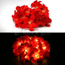 1 Set of 20 LED Deep Red Frangipani Flower Battery String Lights Christmas Gift Home Wedding Party Decoration Outdoor Table Garland Wreath-5