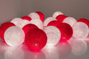 1 Set of 20 LED Red White 5cm Cotton Ball Battery String Lights Christmas Gift Home Wedding Party Bedroom Decoration Outdoor Indoor Table Centrepiece-2