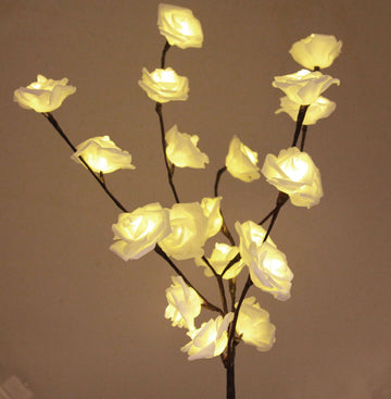 1 Set of 50cm H 20 LED White Rose Tree Branch Stem Fairy Light Wedding Event Party Function Table Vase Centrepiece Decoration - 0