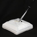 White Wedding Guest Book Register with Silver Pen Matching Stand Set 36 Lined Pages - White Sach Diamante Cover-3