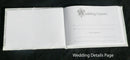 White Wedding Guest Book Register with Silver Pen Matching Stand Set 36 Lined Pages - White Sach Diamante Cover-4