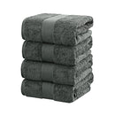 Linenland 4 Piece Cotton Bath Towels Set - Charcoal-2