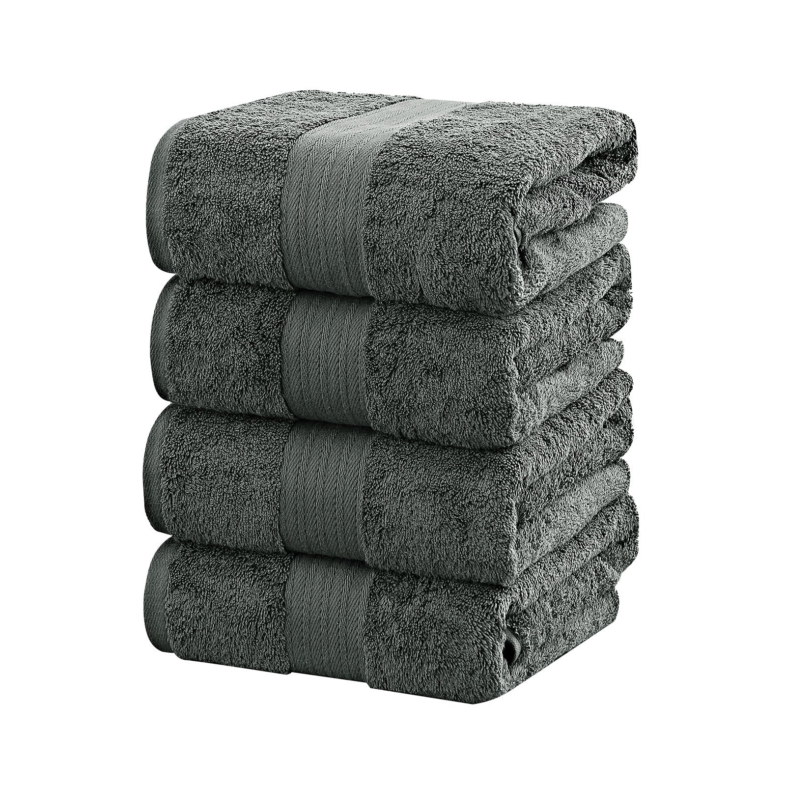 Linenland 4 Piece Cotton Bath Towels Set - Charcoal - 0