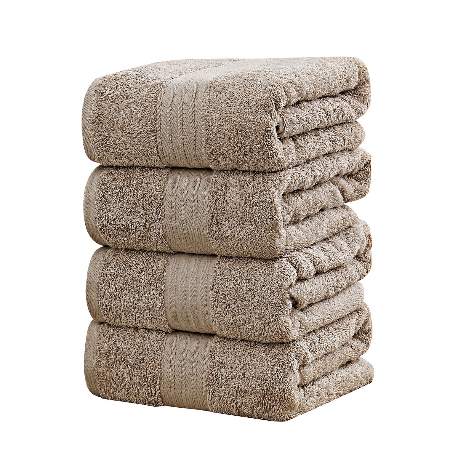 Linenland 4 Piece Cotton Bath Towels Set - Sandstone - 0