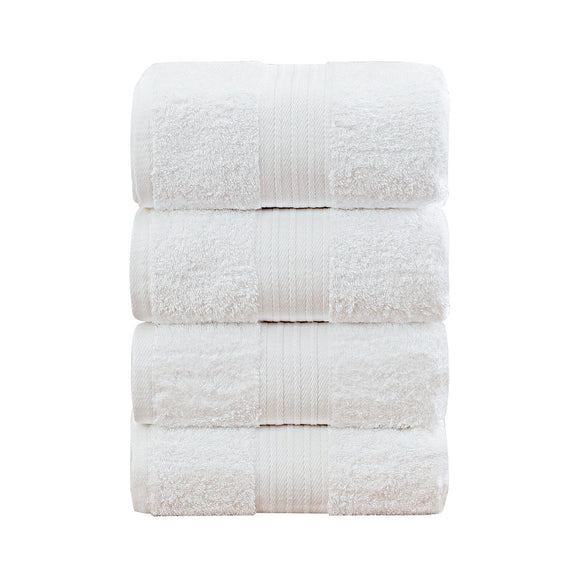 Linenland 4 Piece Cotton Bath Towels Set - White