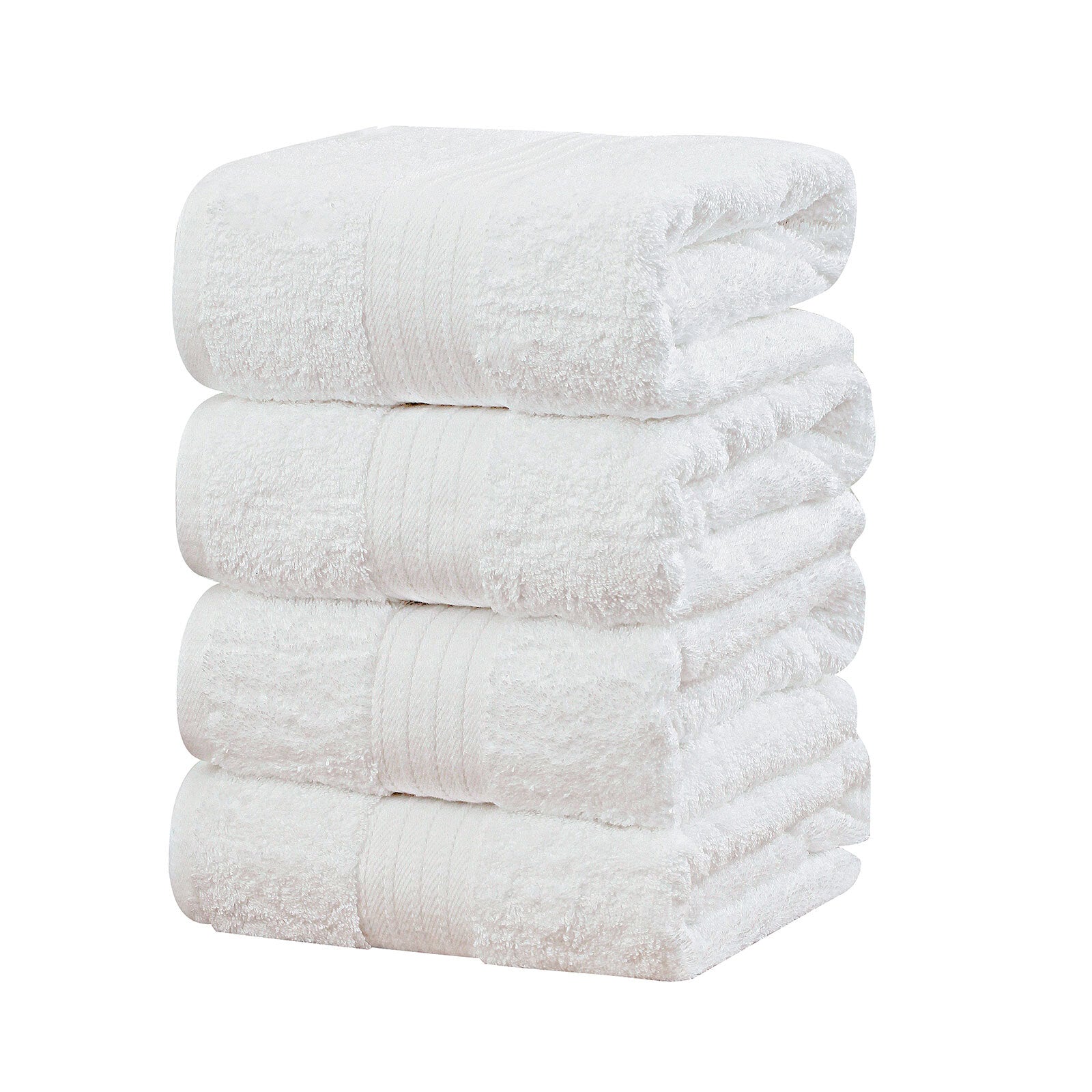 Linenland 4 Piece Cotton Bath Towels Set - White - 0