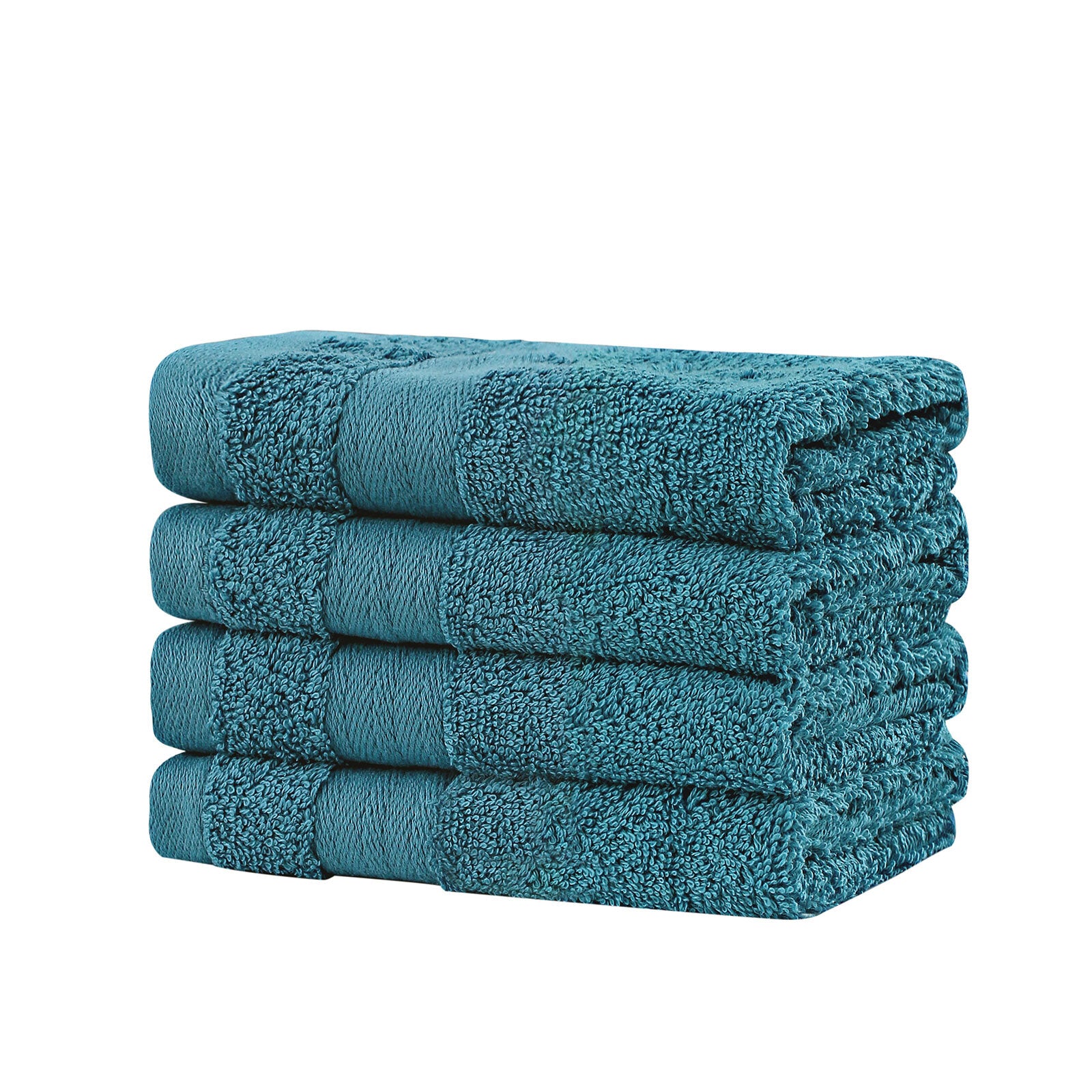 Linenland Bath Towel Set - 4 Piece Cotton Washcloths - Blue - 0