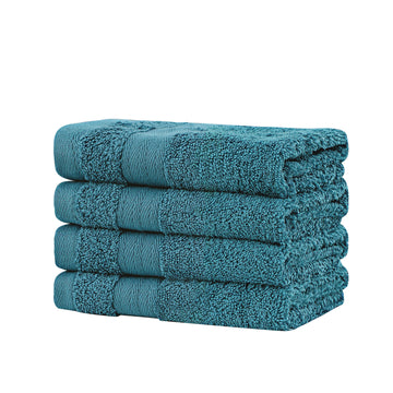 Linenland Bath Towel Set - 4 Piece Cotton Washcloths - Blue - 0