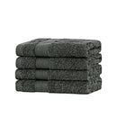 Linenland Bath Towel Set - 4 Piece Cotton Washcloths - Charcoal-2