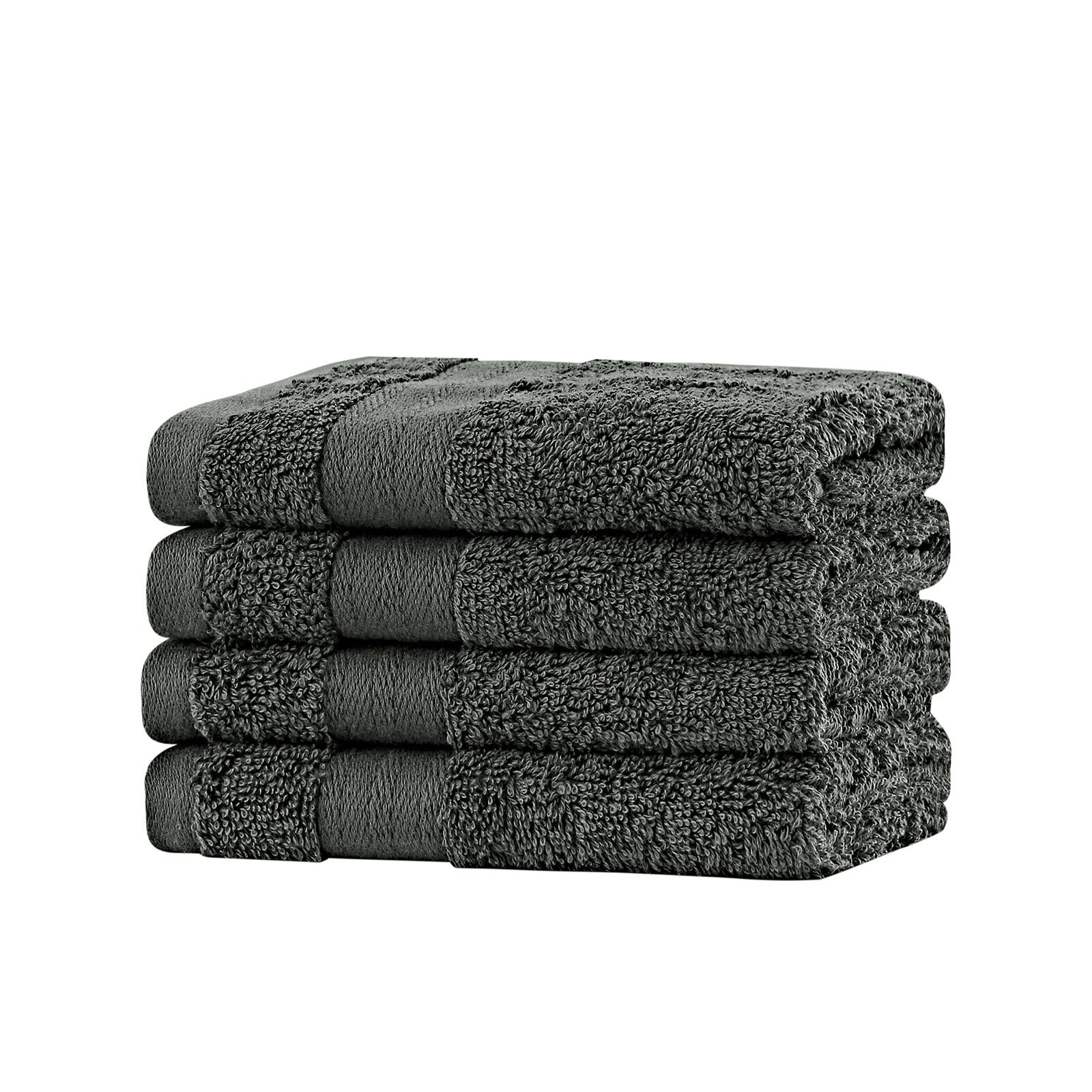 Linenland Bath Towel Set - 4 Piece Cotton Washcloths - Charcoal - 0