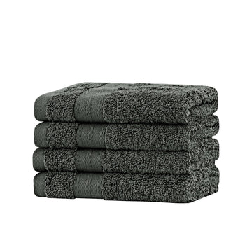 Linenland Bath Towel Set - 4 Piece Cotton Washcloths - Charcoal - 0