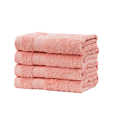 Linenland Bath Towel Set - 4 Piece Cotton Washcloths - Coral - 0