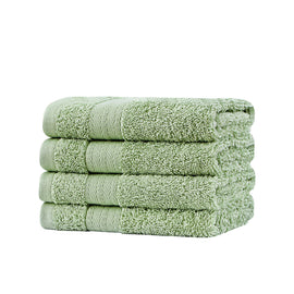 Linenland Bath Towel Set - 4 Piece Cotton Washcloths - Sage Green - 0