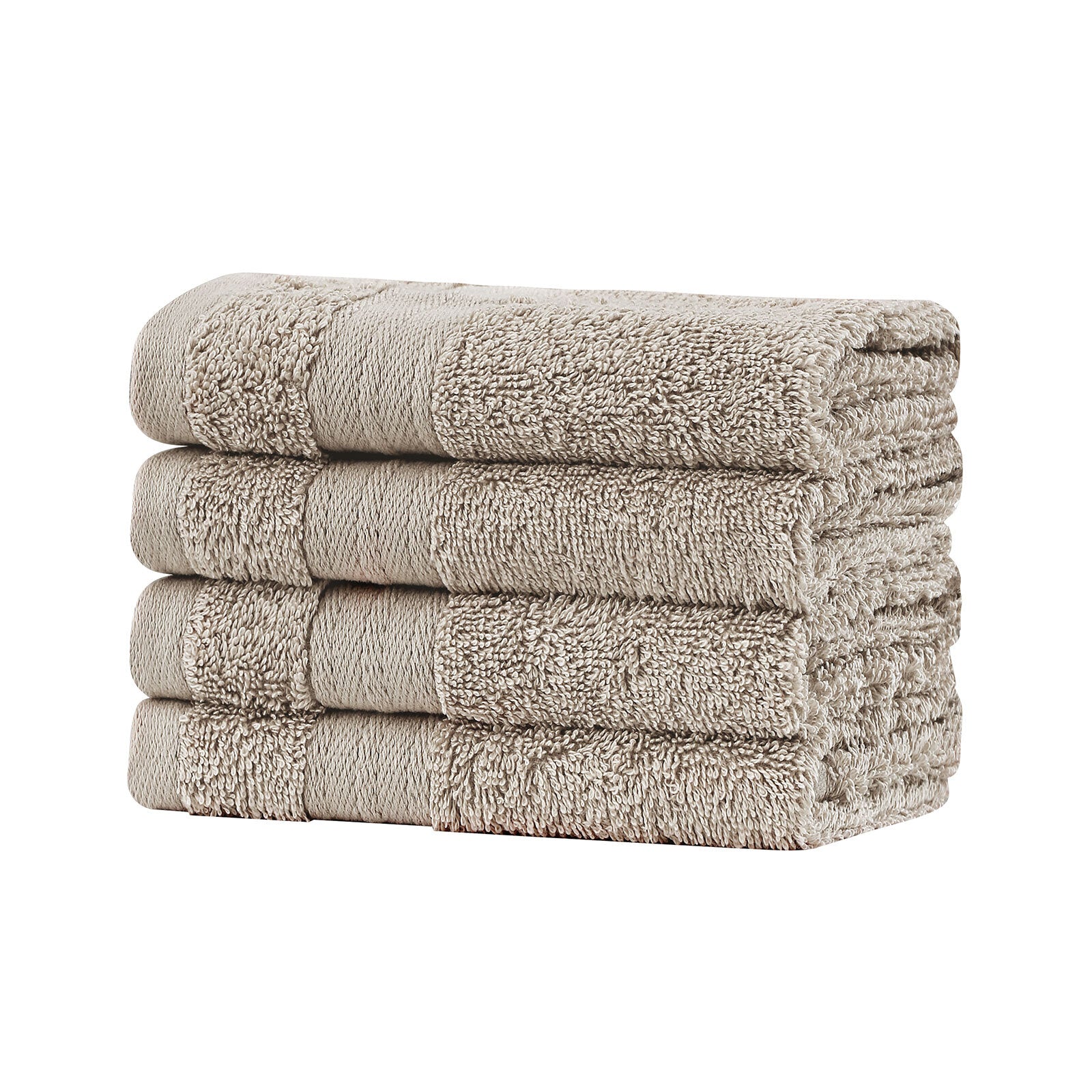 Linenland Bath Towel Set - 4 Piece Cotton Washcloths - Sandstone - 0