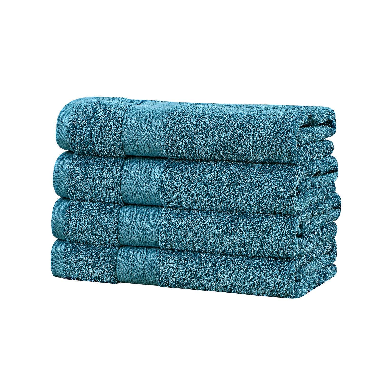 Linenland Bath Towel 4 Piece Cotton Hand Towels Set - Blue - 0