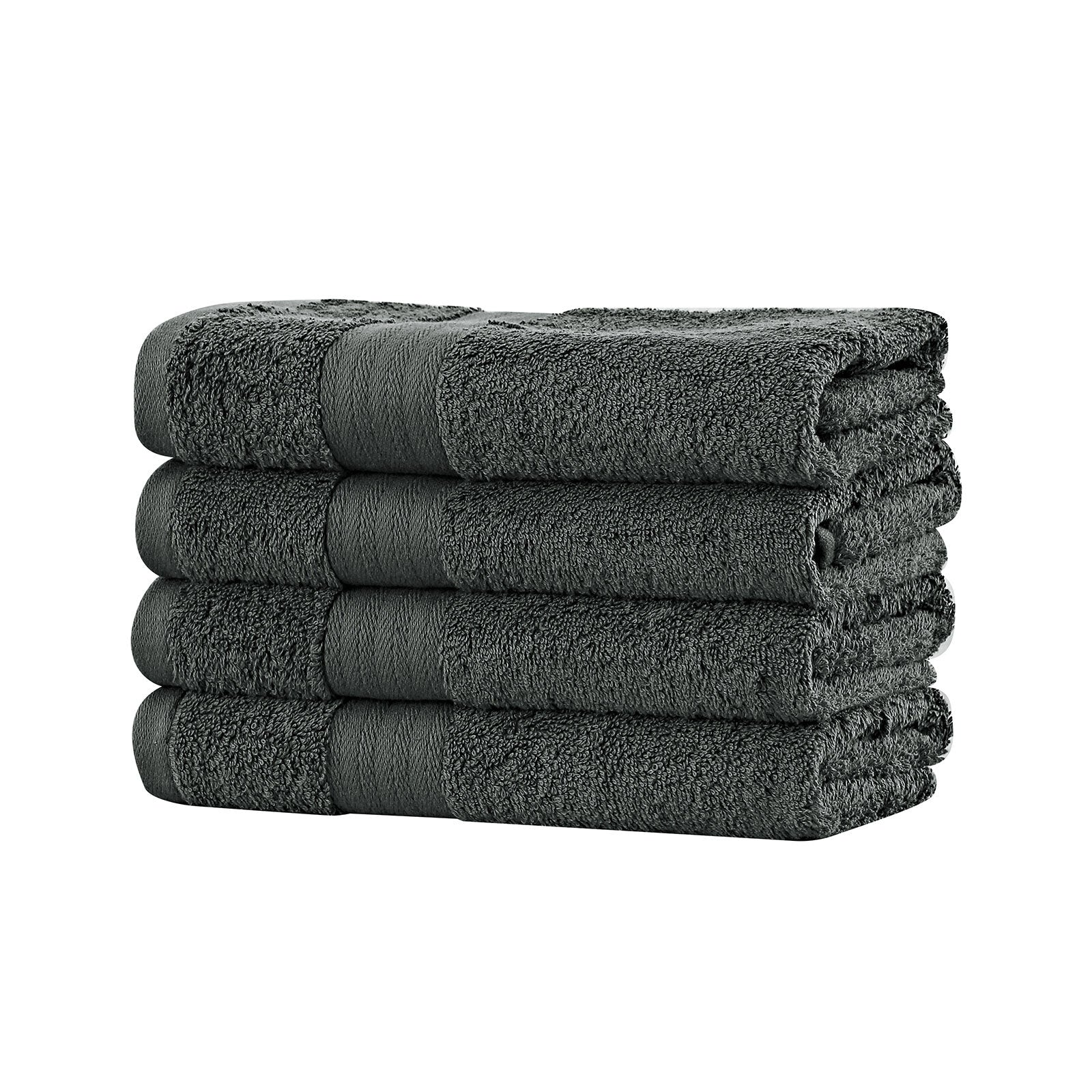 Linenland Bath Towel 4 Piece Cotton Hand Towels Set - Charcoal - 0